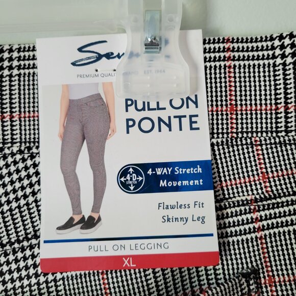 Seven7 Leggings Women's XL Black Plaid Ponte Skinny Leg Stretch Pants NWT - Picture 6 of 6